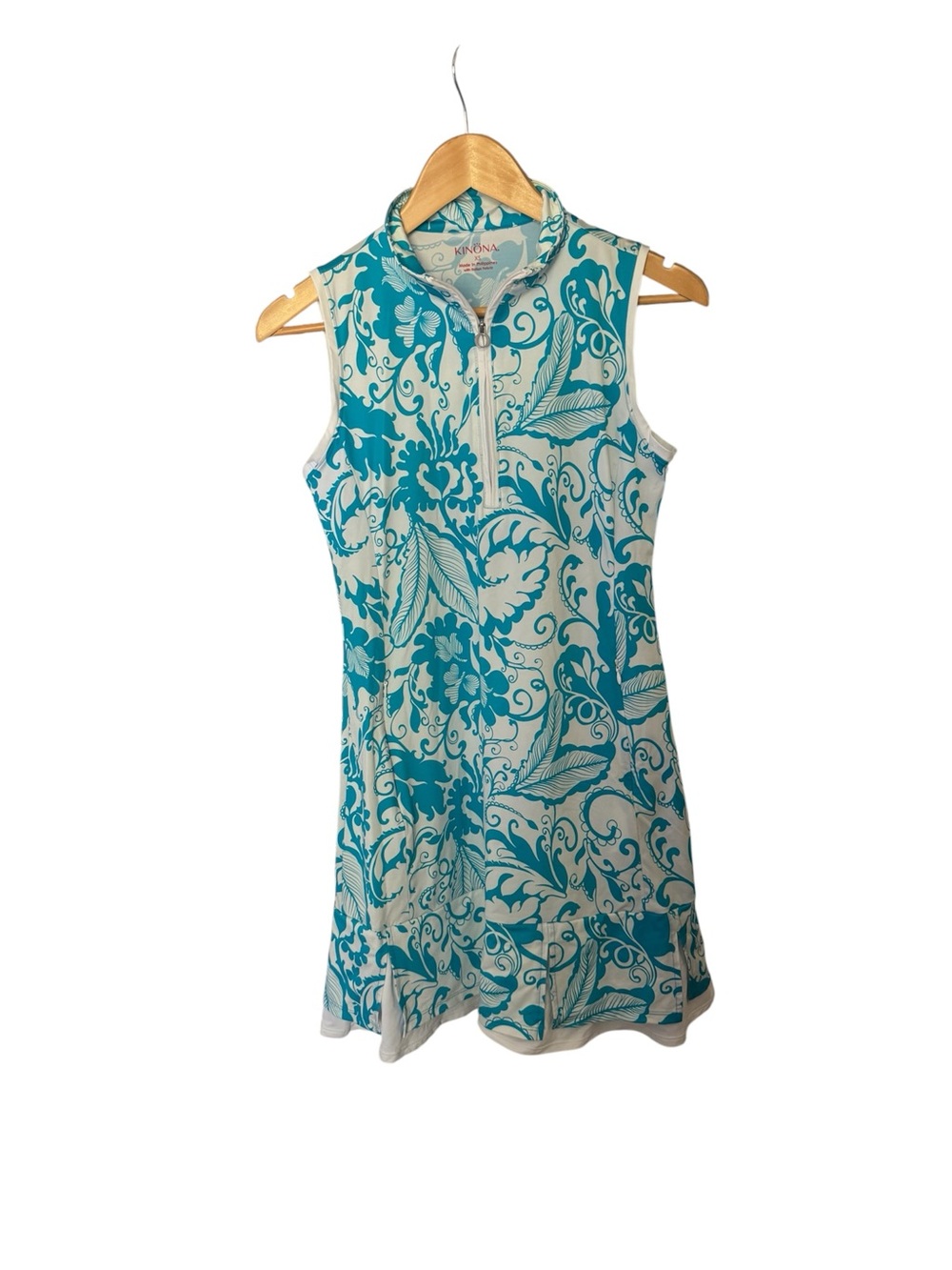 Kinona Teal and White Floral golf mini Sundress